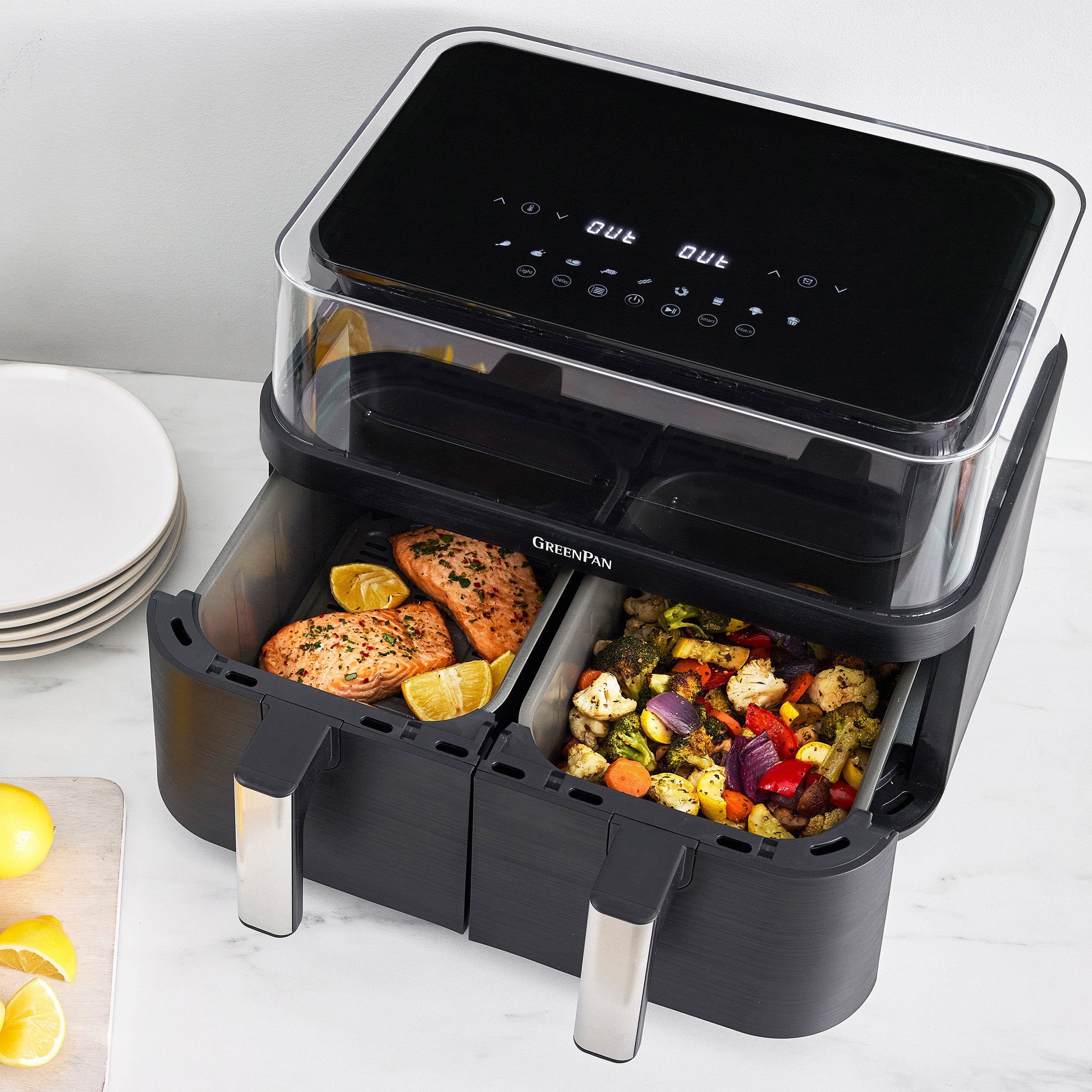 Bistro 10-Quart 360˚ Clear View Double Air Fryer