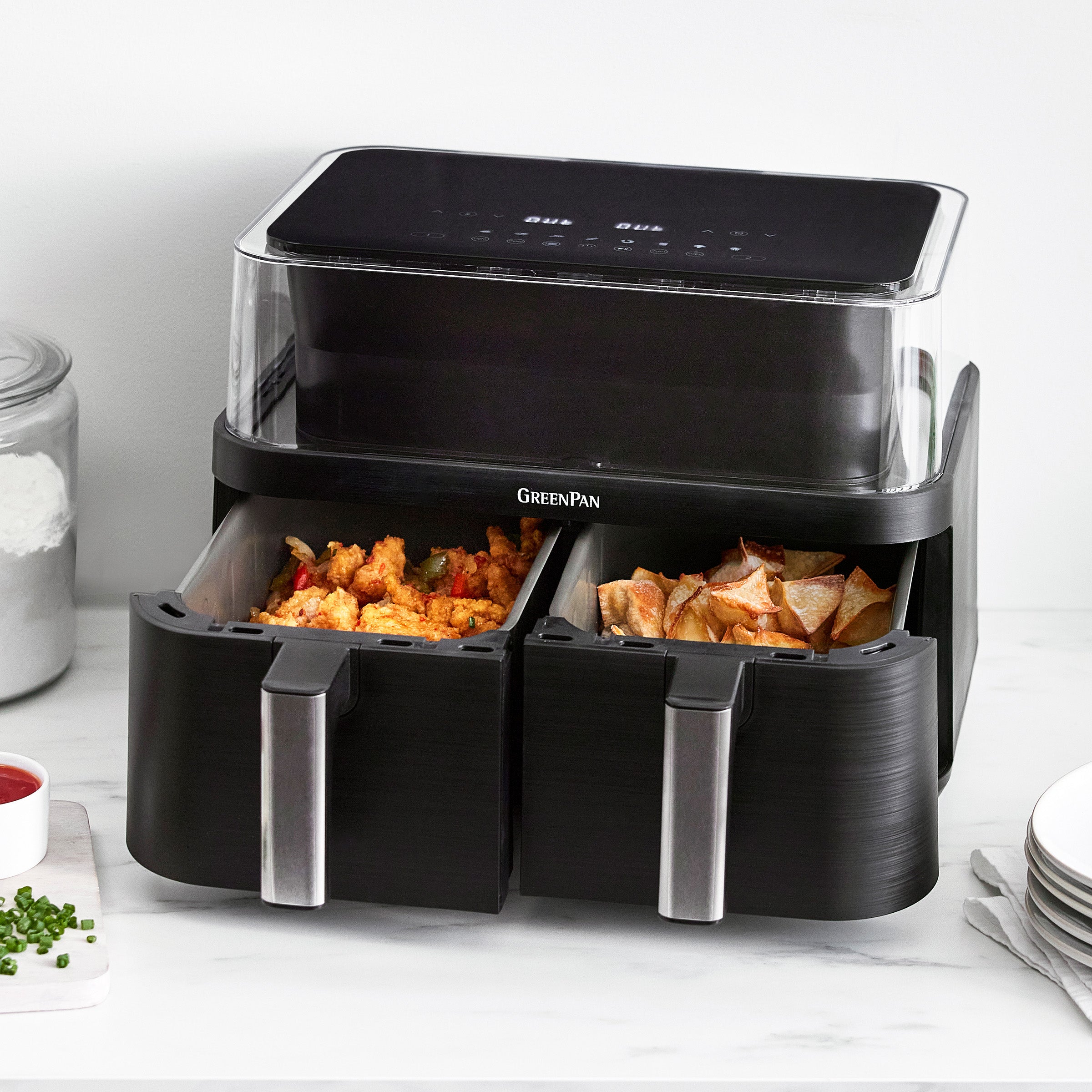 Bistro 10-Quart 360˚ Clear View Double Air Fryer