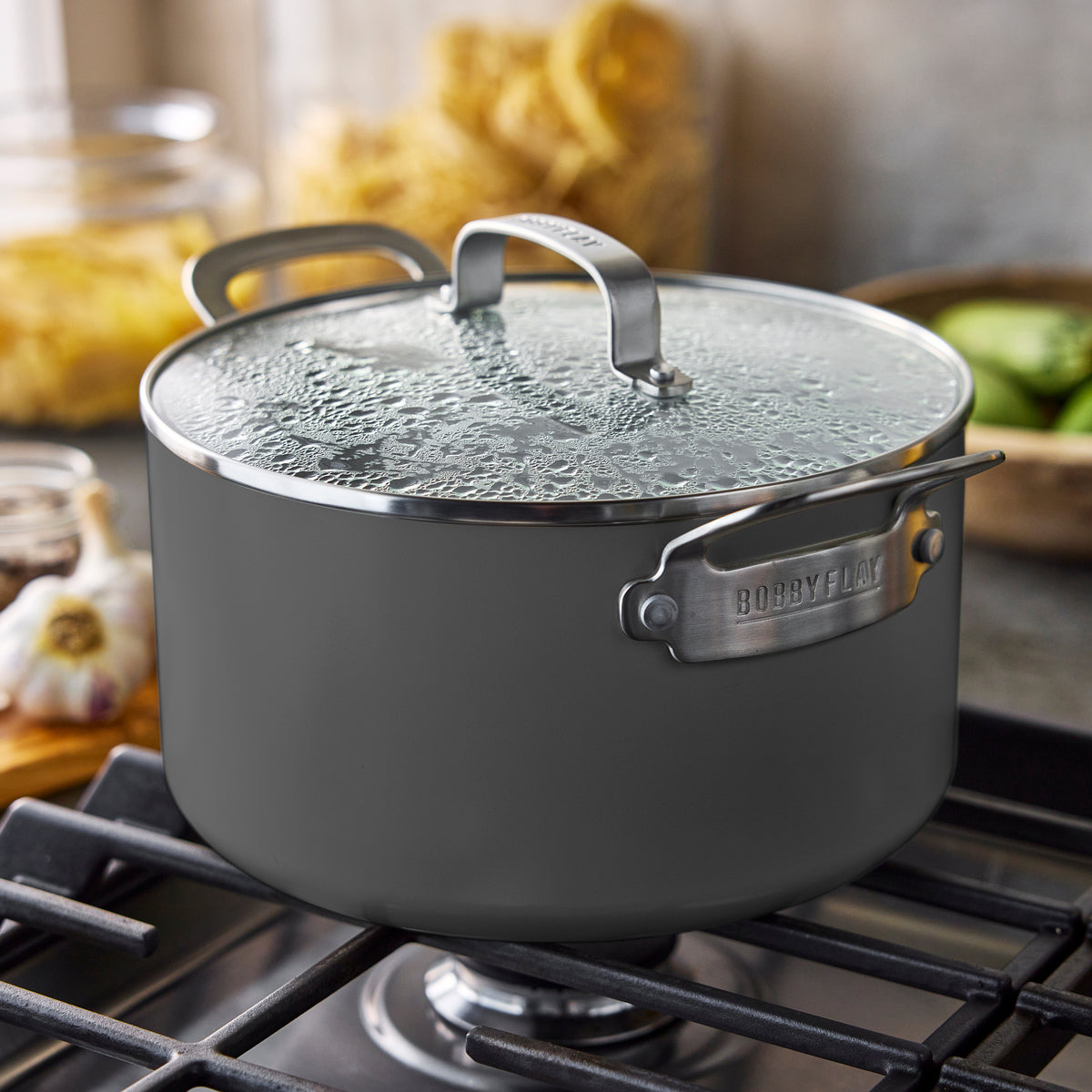 Bobby Flay by GreenPan Professional Ceramic Nonstick 6-Quart Stockpot with Lid | Graphite