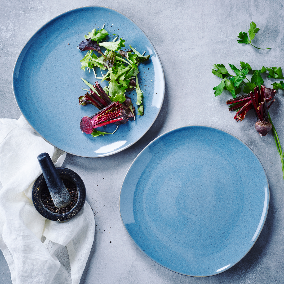 Keltum Glazed Stoneware 9" Breakfast and Dessert Plates, Set of 2 | Blue