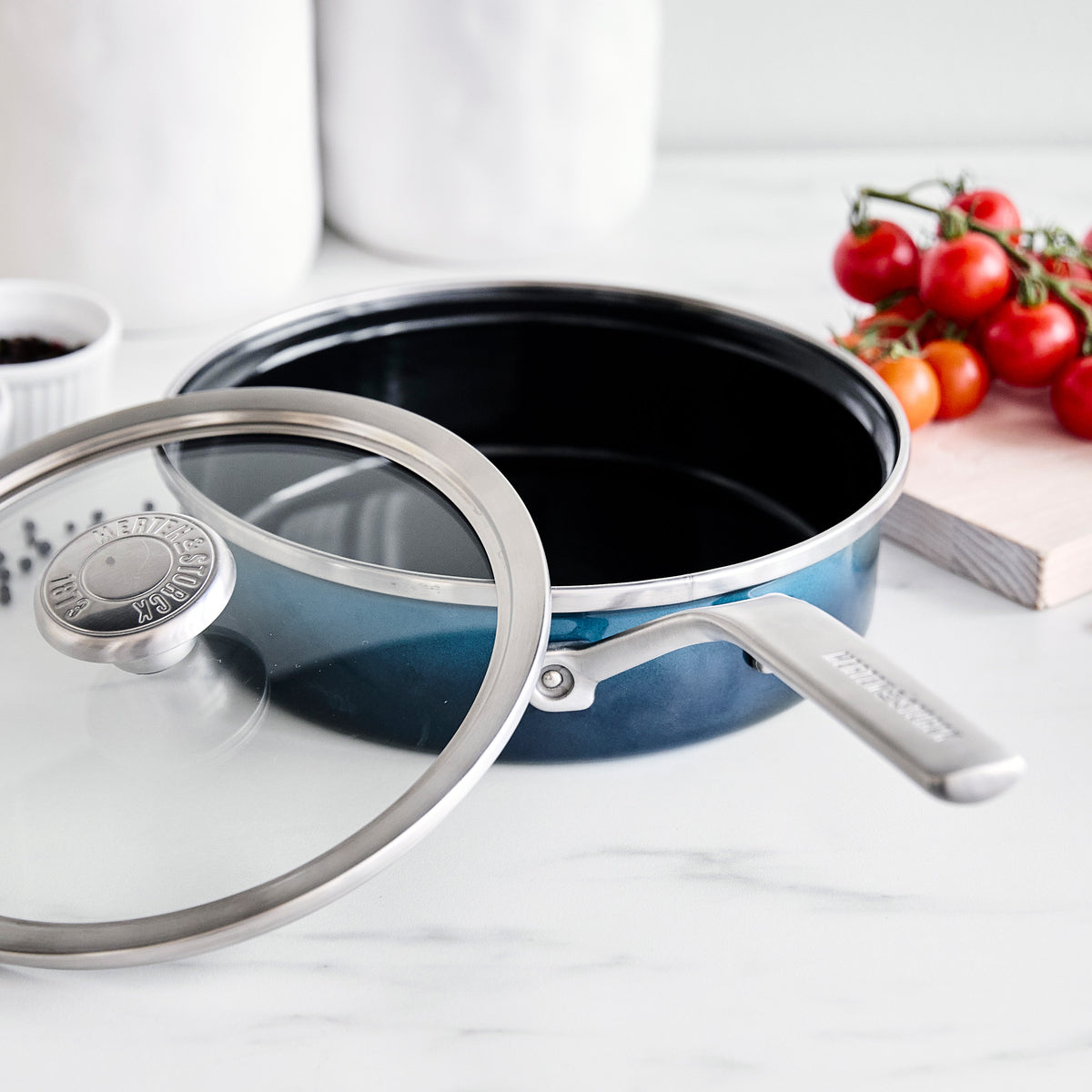 Merten & Storck Steel Core Enameled 2-Quart Sauté Pan with Lid | Aegean Teal