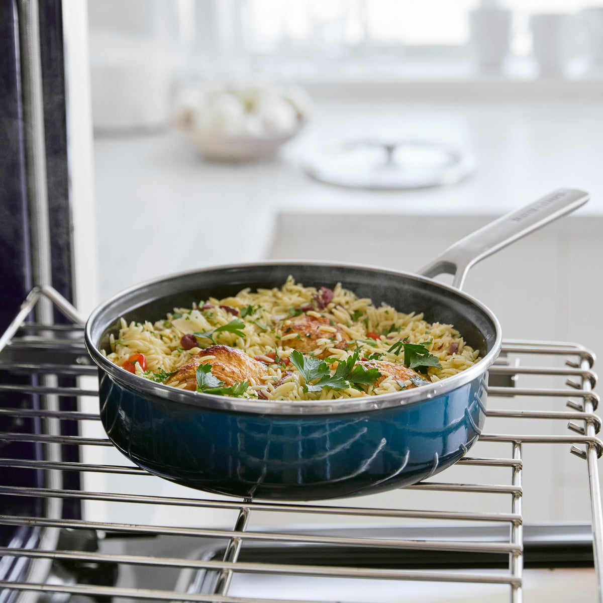 Merten & Storck Steel Core Enameled 2-Quart Sauté Pan with Lid | Aegean Teal