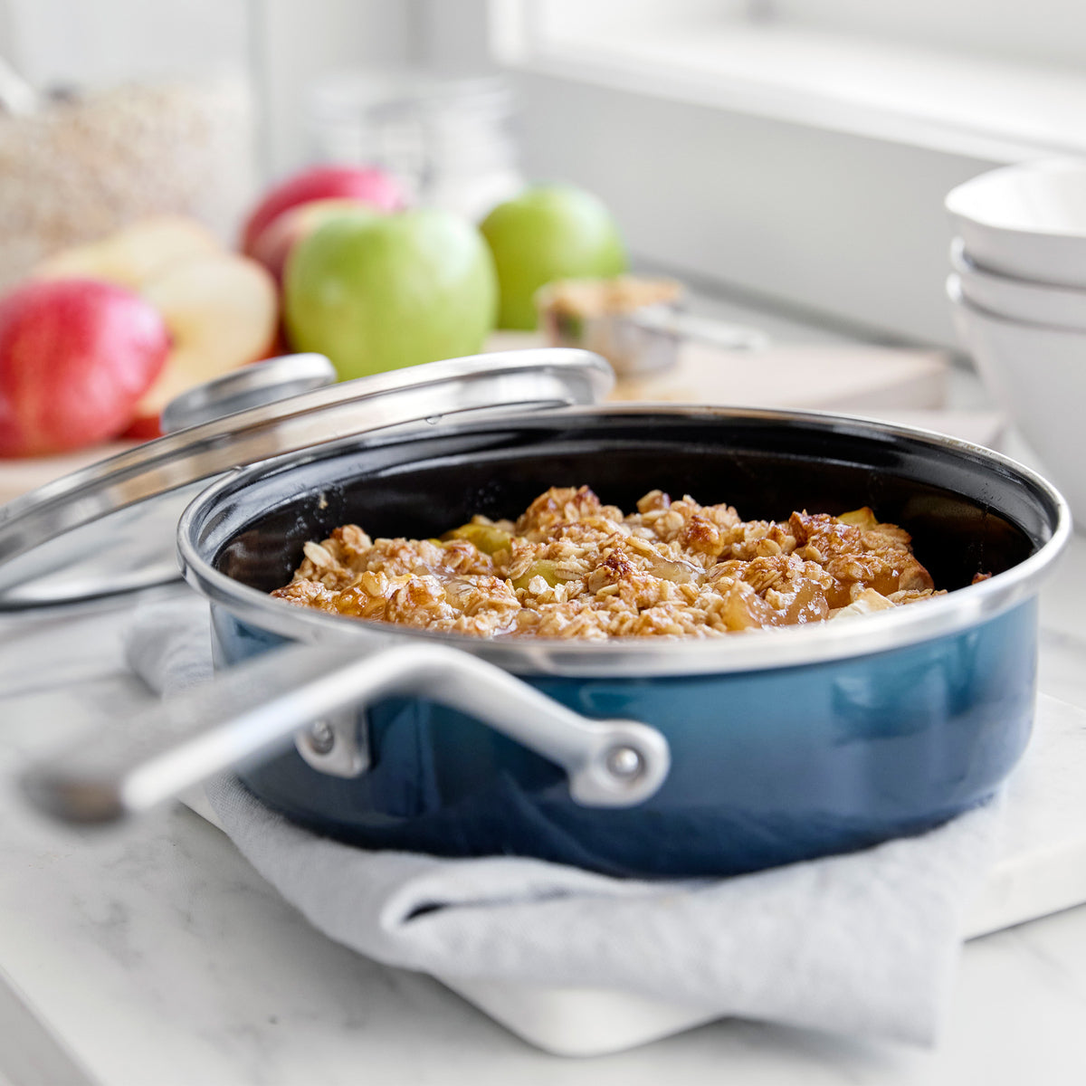Merten & Storck Steel Core Enameled 2-Quart Sauté Pan with Lid | Aegean Teal