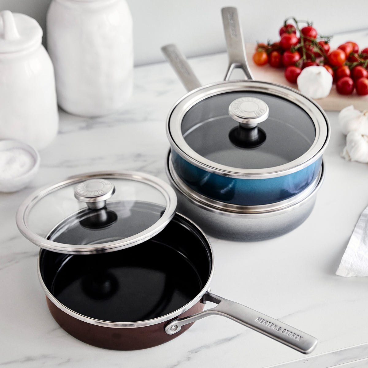 Merten & Storck Steel Core Enameled 2-Quart Sauté Pan with Lid | Aegean Teal