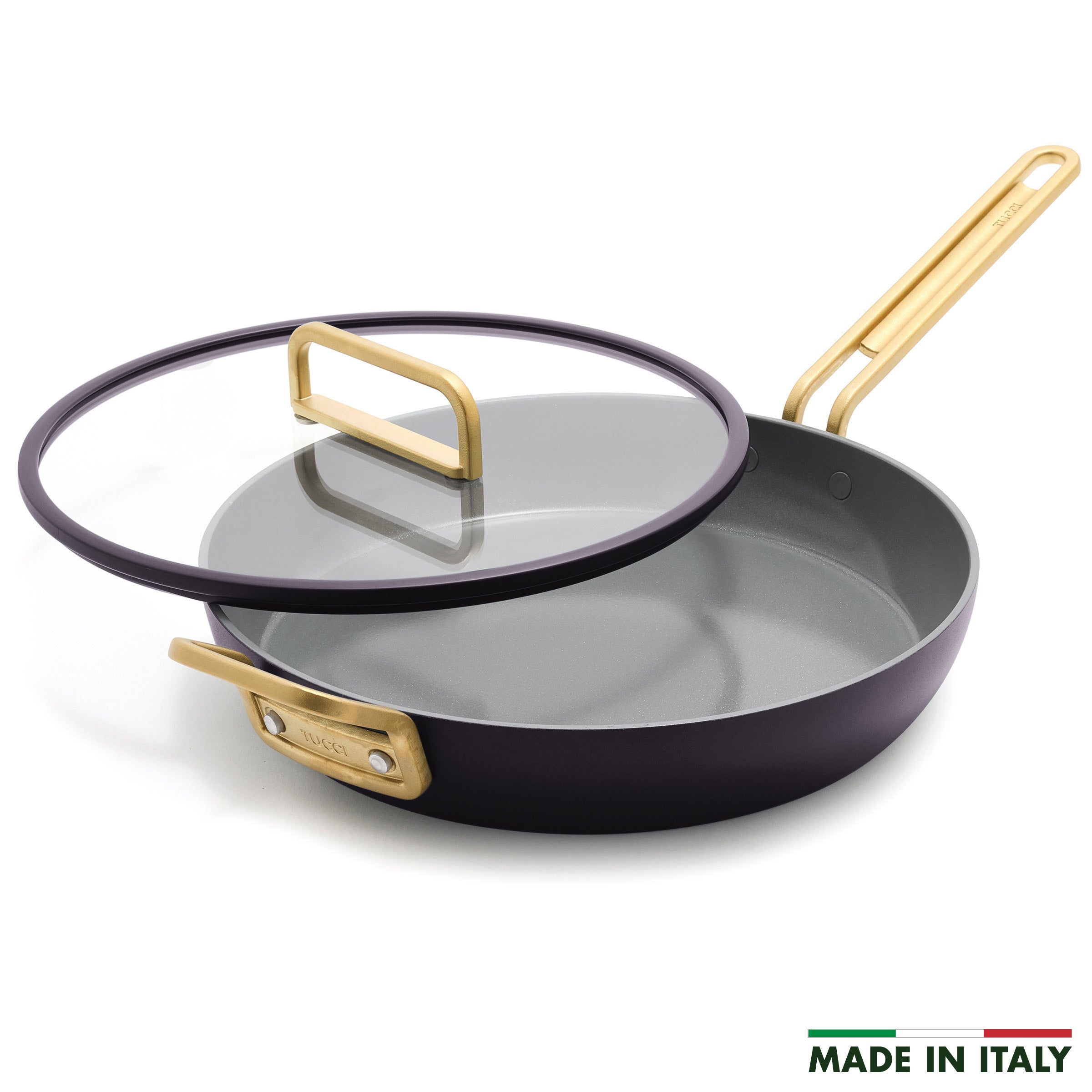 Stanley Tucci™ Ceramic Nonstick 12" Frypan with Lid | Calabrian Fig