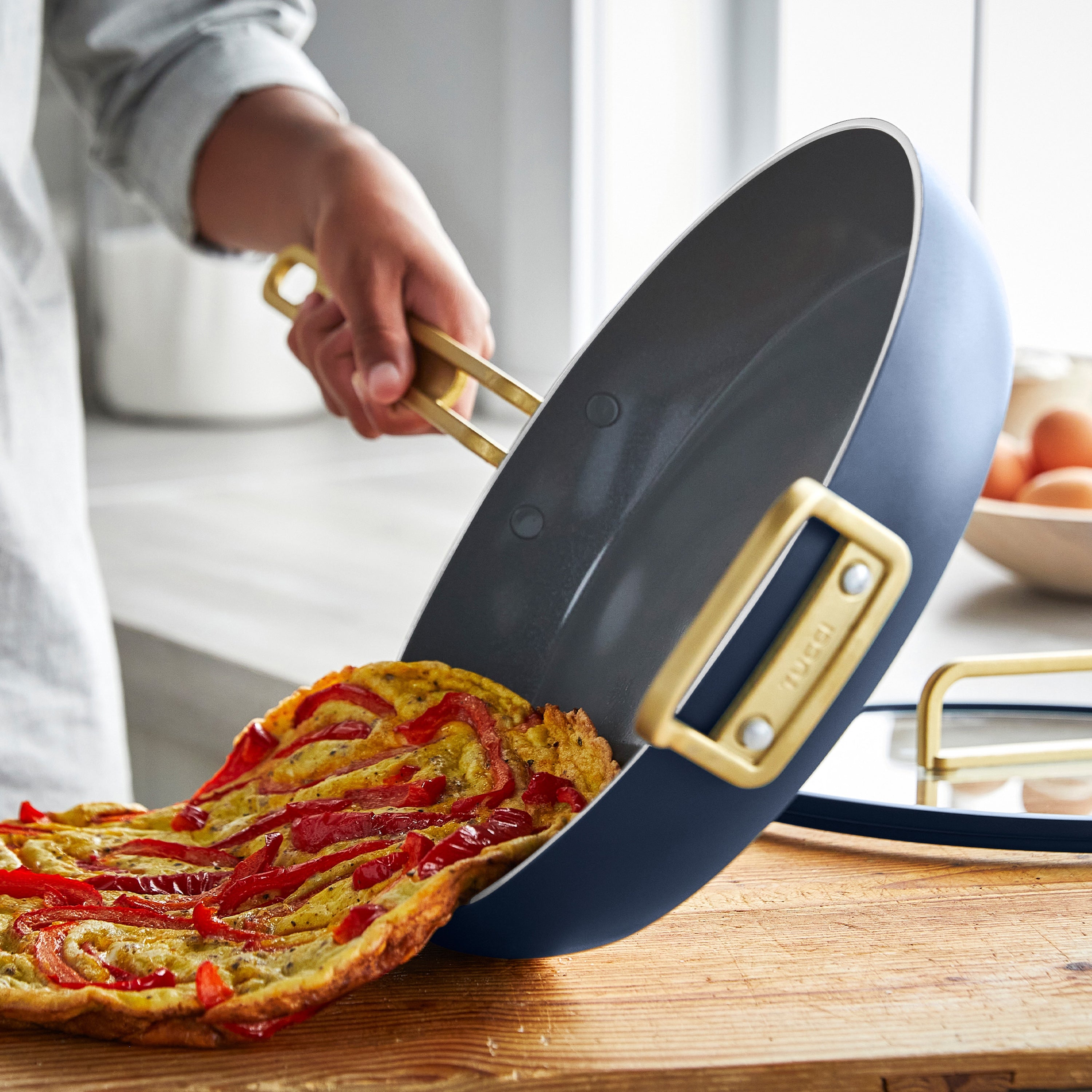 Stanley Tucci™ Ceramic Nonstick 4-Piece Frypan Set with The Tucci Cookbook | Marino Blue