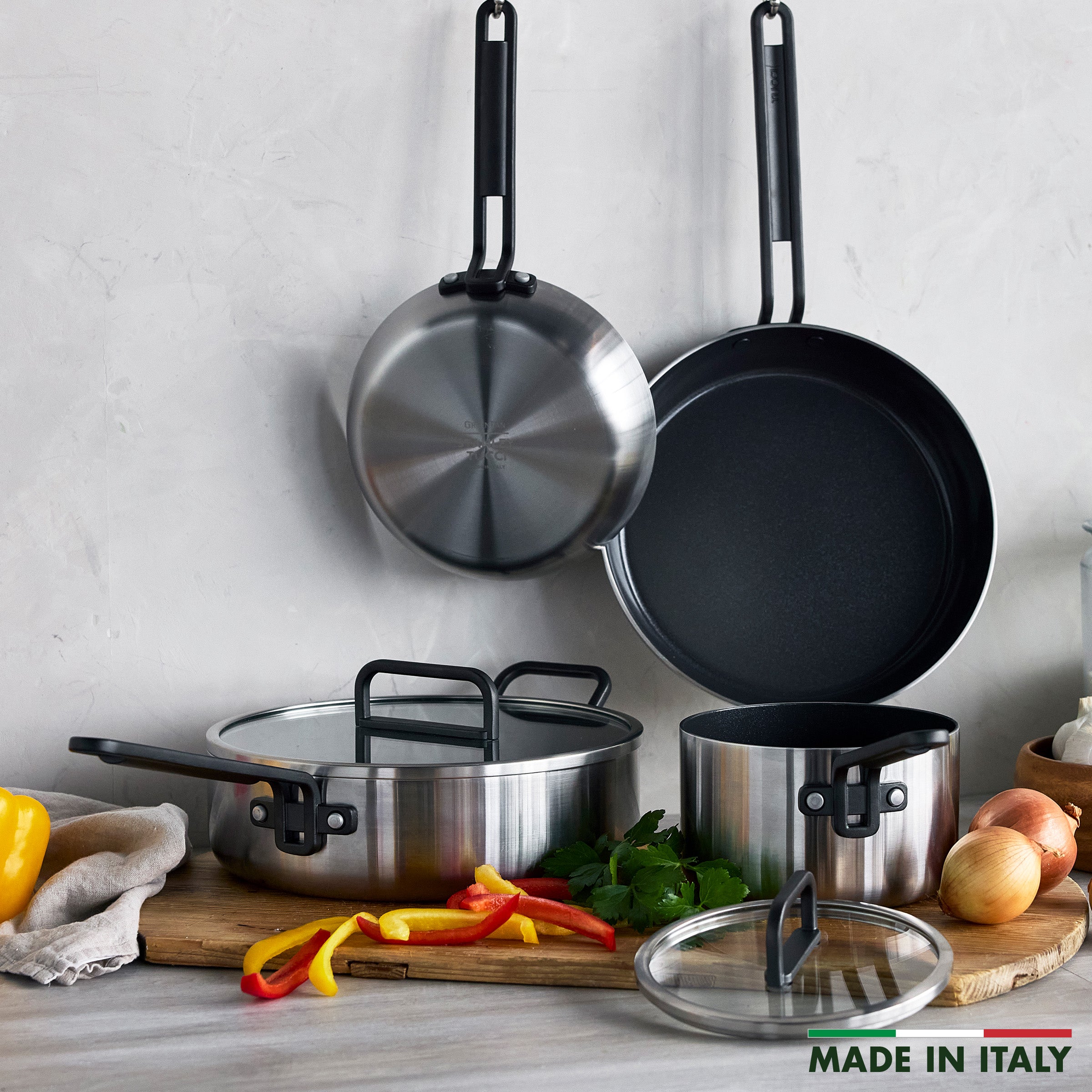 Stanley Tucci™ Stainless Steel Ceramic Nonstick 6-Piece Cookware Set with The Tucci Cookbook