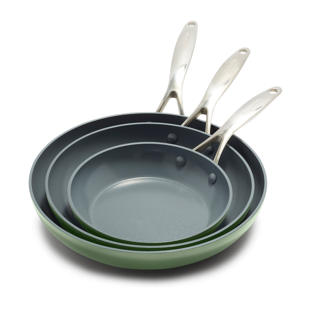 Valencia Pro Ceramic Nonstick 8", 9.5", and 11" Frypan Set | Sage